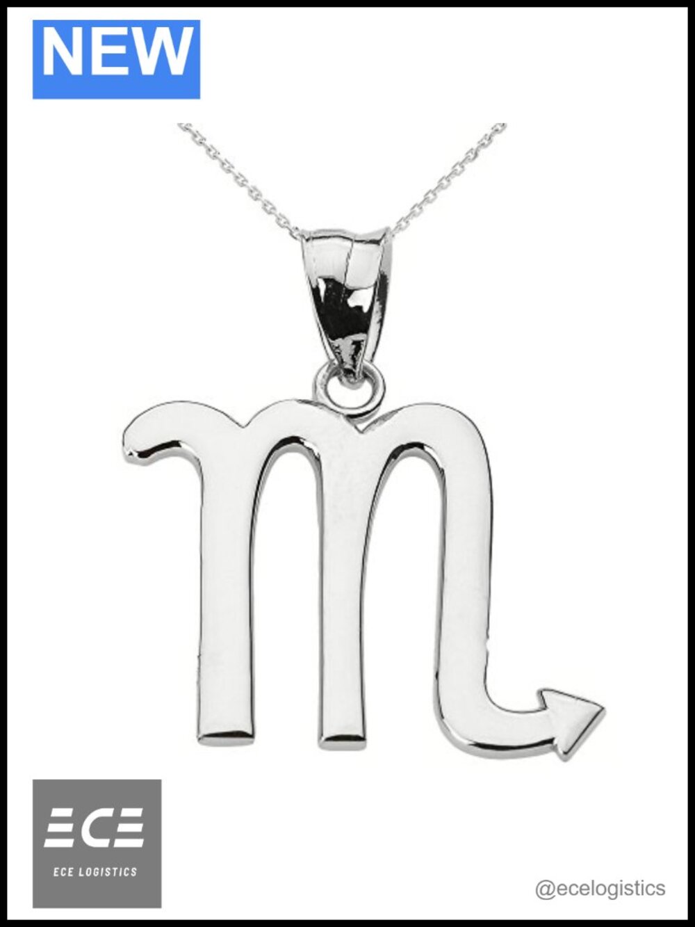 Sterling Silver Scorpio Zodiac Charm Pendant Necklace 18 in